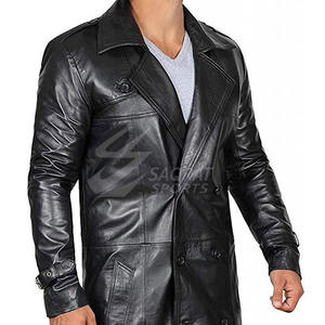 Manteau en cuir chaud d'hiver décontracté pour hommes, couleur unie, nouveauté, manteau en cuir tendance à bas prix pour hommes - Product Image 6