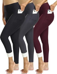 Factory Rate Bulk Order Fleece Wool <b>Fur</b> <b>Lined</b> High Waist Yoga Pants with Pockets Thick Winter Active <b>Leggings</b> Custom Logo - Product Image 2