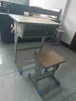 Prix d'usine – Ensemble chaise et bureau scolaire individuel moderne, confortable et durable, hauteur réglable, structure métallique, plateau en bois, pour la maison et le bureau