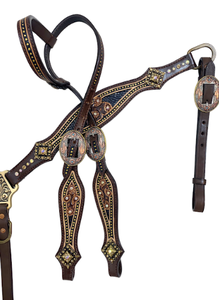 Décoré avec Paisley Sculpture Accessoires de cheval personnalisés Bride de tête de cheval en cuir pour tête de cheval - Product Image 6