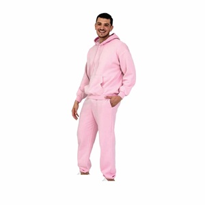 Surdimensionné 100% coton personnalisé sweats hommes unisexe Baggy pantalons de survêtement à capuche ensemble survêtement empilé de haute qualité personnalisable blanc - Product Image 3