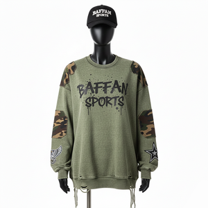 Sweat-shirt oversize pour femme en molleton de coton vert avec panneaux d'épaule et logo personnalisé par transfert thermique – Sweat-shirts respirants pour femme - Product Image 1