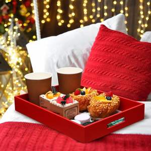 ถาดตกแต่งคริสต์มาสสีแดงสุดหรูสำหรับตกแต่งคริสต์มาสงานหัตถกรรมเงินหรูหรา - Product Image 2