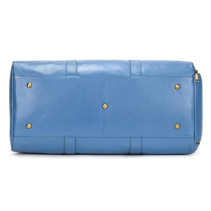Luxury Blue Leather Duffel Bag with Zipper Closure for Travel and Everyday Use - Product Image 3