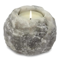 Portavelas de Sal del Himalaya Gris Natural, Elegante Linterna de 10 cm Hecha en Pakistán para Velas de Té, Capacidad Ionizante de 5 Mq