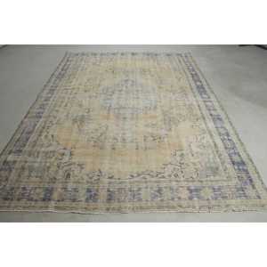 Vintage Turkish Rug, 7,1x9,<b>9</b> ft Oversize Rug, Blue Brown Floral Rug - Product Image 1