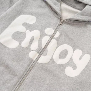 Sudaderas con capucha personalizadas con estampado de abullonado para hombre Sudaderas con capucha pesadas con cremallera de algodón 100% Sudaderas con capucha con cremallera de cara completa con estampado de abullonado de alta calidad - Product Image 3