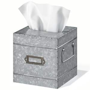 Caja de pañuelos de metal cuadrada de primera calidad Organizador elegante y sostenible para uso doméstico y comercial - Product Image 1