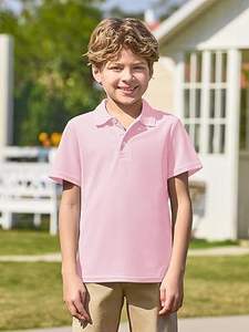 Ropa de color rosa en blanco para niños, camiseta Polo con diseño y logotipo personalizados, camisetas Polo transpirables Retro bajas MOQ al por mayor en blanco liso - Product Image 4