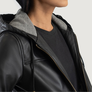 Blouson aviateur en simili cuir pour femme, style à capuche, vêtements d'extérieur décontractés, mode moto pour femmes, hiver, automne - Product Image 2