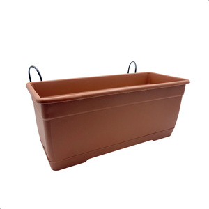 Fioriera rettangolare in resina con supporto in ferro balcone appeso giardino ornamento esterno terrazza pianta in mattoni vaso - Product Image 1