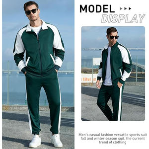 Ensemble de survêtement zippé à col montant pour homme, deux pièces en polyester, veste et pantalon droit, vêtements de sport confortables et athlétiques - Product Image 5