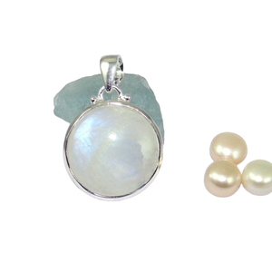 Cadeau à la mode pour les filles Simple Design Pendentif Moonstone 925 Sterling Silver Gemstone Collier Pendentif Avec 925 Timbre Bijoux - Product Image 1