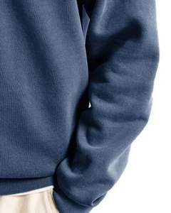Blue <b>Half</b> <b>Zip</b> Fleece <b>Sweatshirt</b> <b>Men</b> Winter Warm Soft High Neck Casual Loose Fit Comfortable Long Sleeve Fashion Pullover Top - Product Image 6