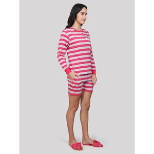 Evolove Women's Casual Summer Grey <b>Tshirt</b> & Shorts Set 100% Cotton Jersey Neck Full Sleeves Super Soft Comfortable Pockets - Product Image 1