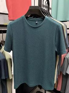 Camiseta de Manga Corta para Hombre, de Malla de Bambú y Seda de Hielo, con Estampado a Cuadros, Transpirable, Casual, Elástica y Ajustada para Verano - Product Image 6