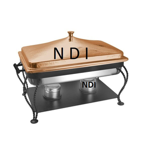 Chauffe-plats en métal pour buffet Chauffe-plats Casseroles isolées Chauffe-plats pour buffet Finition en cuivre - Product Image 1