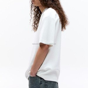 T-shirts anti-boulochage à col rond pour hommes T-shirt lourd à manches régulières T-shirt de luxe en coton épais vierge Streetwear T-shirt homme - Product Image 4