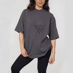 Camiseta básica de algodón estampada de alta calidad, ropa de Fitness con cuello redondo, camiseta de moda de manga corta para hombres y mujeres - Product Image 2