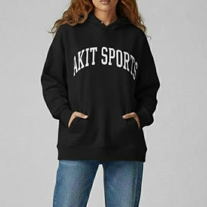 Nueva Colección de Sudaderas con Capucha de Manga Larga para Mujer, Invierno, Hombros Caídos, 100% Algodón, Color Sólido, Logotipo Frontal, Ropa Casual de Calle - Product Image 1