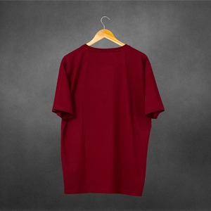 เสื้อยืดคอกลมแขนสั้นสีแดงสำหรับผู้ชาย ผ้าฝ้าย ทรงปกติ สวมใส่สบาย สีพื้น ผ้าเจอร์ซีย์ถัก - Product Image 6