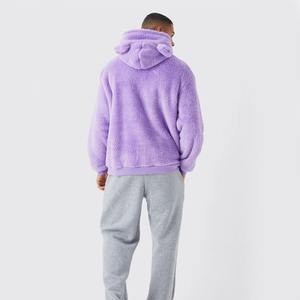 Vente en gros de pulls à capuche avec logo personnalisé du fabricant pour hommes pulls à capuche chauds d'hiver en polaire Sherpa 100% coton - Product Image 5