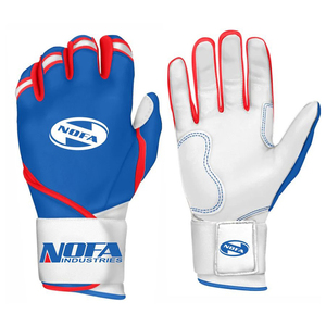 Guantes de Bateo Acolchados de Cuero Blanco y Negro NOFA INDUSTRIES, Cierre de Hebilla Ambidiestro, Unisex, para Adultos, Entrenamiento de Béisbol - Product Image 1