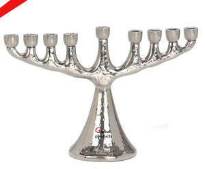 Hanukkah doré fini 9 branches en métal menorah chandelier pour temple à la maison - Product Image 4