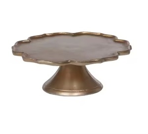 Centre de table en métal doré, support à gâteau décoratif, plateau à gâteau rond en métal - Product Image 4