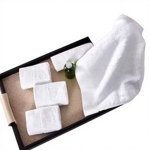 Hotel-Exclusive White 100% Cotton <strong>Small</strong> Square <strong>Towel</strong> - Custom Embroidered Logo <strong>Hand</strong> <strong>Towel</strong> - Product Image 1