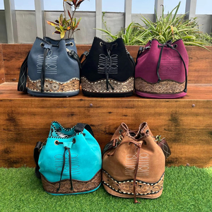 OEM sac seau pour femmes en cuir suédé usiné à la main avec point de démarrage personnalisé sacs à bandoulière vintage en cuir véritable - Product Image 4