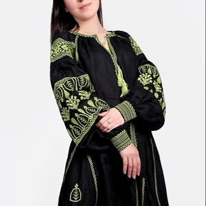 Qualité supérieure Vintage femmes caftan robe manches longues pleine broderie gland décoration dos Logo robes décontractées en gros - Product Image 1