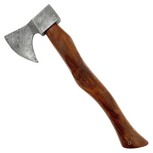 Hache décorative en acier de Damas d'inspiration viking, tête en acier à motif artisanal avec manche en bois poli pour collection et exposition - Product Image 1