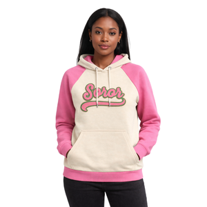 Sweat à capuche à manches raglan en ivoire Sororité grecque Sweat à capuche décontracté élégant pour femmes rose et vert Vêtements de sororité universitaire - Product Image 1