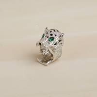 Bague Statement Œil de Panthère en Argent Sterling 925 Plaqué Or avec Diamant Moissanite, Design Luxe Œil de Chat pour Cadeau de Fête