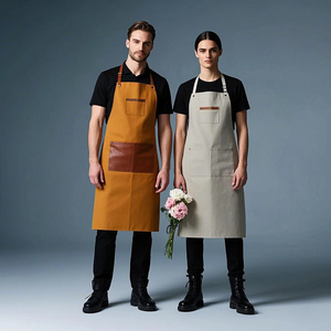 Vente en gros de tabliers de cuisine tabliers de chef de cuisine bavoir vierge marron noir pour homme et femme en coton imperméable pour restaurants avec logo personnalisé - Product Image 1