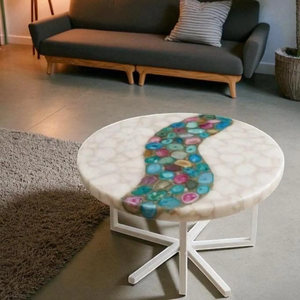 Sceau en agate poli artisanal, décoration de luxe pour la maison, motif floral religieux, résine, couleur personnalisée, haute qualité artisanale - Product Image 1