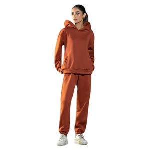 Chándal de invierno para mujer 52% algodón y 48% poliéster chaqueta y pantalones elásticos de lana con bolsillos laterales - Product Image 4