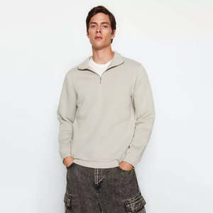 Vente chaude confortable sweat à capuche léger à manches longues col rond demi-fermeture éclair sweat-shirt pour hommes - Product Image 3