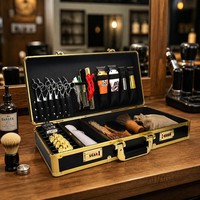 Mallette de barbier en aluminium pour tondeuse et kit de coiffure, boîte à outils organisatrice avec poignée portable et rangement sécurisé pour ciseaux Numlock