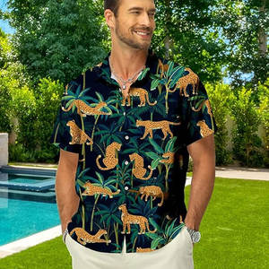 Chemises décontractées pour hommes de style streetwear, pour la plage, les vacances d'été, tissu extensible, anti-froissement, séchage rapide, respirant, sublimation - Product Image 4