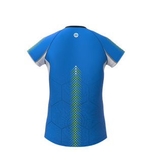 เสื้อยืดผ้าฝ้ายเข้ารูปสำหรับผู้หญิง BCN tiles เสื้อลำลองระบายอากาศสีน้ำเงิน - Product Image 4