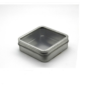 Quảng trường kim loại <span class=keywords><strong>tin</strong></span> có thể với cửa sổ vật nuôi Bạc Hà Hộp thiếc để lưu trữ hoặc hiển thị - Product Image 1