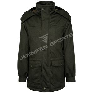 Nuevo Diseño de Abrigo Largo Transpirable de Lana 100% para Hombre, Chaqueta de Caza de Invierno con Capucha Personalizable en Color y Diseño - Product Image 1