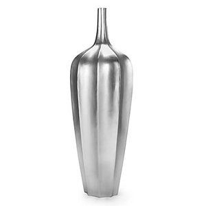 Grand vase de sol extérieur en aluminium moderne, fait main, léger, personnalisable, finition argentée, décoration pour la maison et les mariages QAMAR - Product Image 1