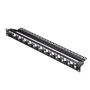 1U 19 ''RJ45 24 puertos STP Panel de conexión Keystone en blanco blindado