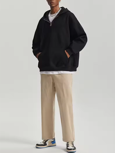 Nuevo 400 500 600gsm Heavyweight Cotton French Terry Hombres media cremallera de gran tamaño recortada cuarto con cremallera sudaderas con capucha - Product Image 2