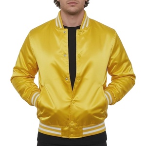 OEM Custom Made High Quality Men's Baseball Letterman Varsity Jacket Custom Embroidery Satin Sleeves Windbreaker Jacket - Product Image 1