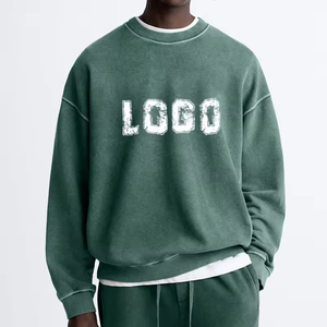 Hombres ropa 100% algodón sudadera unisex cuello redondo sudadera bordado personalizado con capucha negro lavado vintage sudadera a granel - Product Image 6