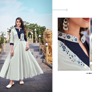 Robe longue et évasée pour femmes, collection de vêtements de fête, à broderie kali, pour toutes les saisons, vêtements de fête, exportation royale, nouvelle collection - Product Image 2